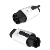 Adaptateur Zencar 32A Type 2 vers Type 1 avec verrouillage, convertisseur de chargeur AC EV T1 avec crochet à bouton, couleur blanc et noir