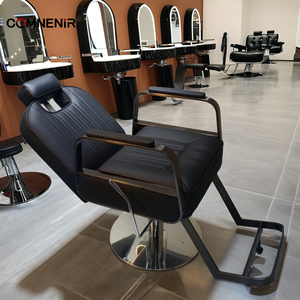 เก้าอี้ตัดผมสีเทาสำหรับร้านเสริมสวยแบบไฮดรอลิกคลาสสิกสำหรับผู้ชาย - Product Image 1