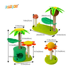 Famipet Custom grosir baru desain kecil kucing memanjat menara bunga kucing pohon dengan menggaruk Post - Product Image 2