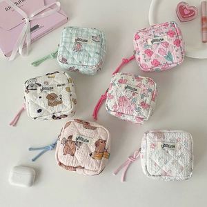 Small Cotton Quilted Small Floral Zipper Lipstick Holder Bag Quilted Mini Cotton Makeup Pouch for <b>Purse</b> - Product Image 4