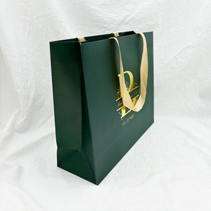 Bán buôn biểu tượng tùy chỉnh lá vàng biểu tượng sang trọng màu xanh lá cây Túi Quà Tặng các tông túi giấy Túi mua sắm - Product Image 2