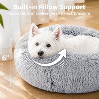 Lit pour chien et chat personnalisé, lavable, chaud, confortable, anti-anxiété, rond, moelleux, apaisant, en forme de donut, pour animaux de compagnie