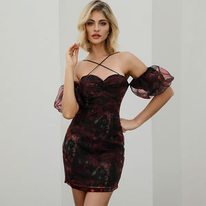 <span class=keywords><strong>Abito</strong></span> Casual da Donna Weixin con Incrocio a X e Pizzo <span class=keywords><strong>Rosso</strong></span> - Product Image 2