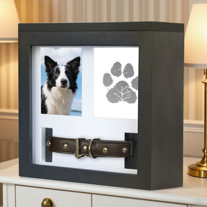 Kendin Yap Tasarım Özelleştirilmiş Logolu Köpek Tasması Tutucu Resimli MDF El Yapımı Boyama UV Boş Evcil Hayvan Anı Fotoğraf Çerçevesi 9x9 inç Siyah - Product Image 1