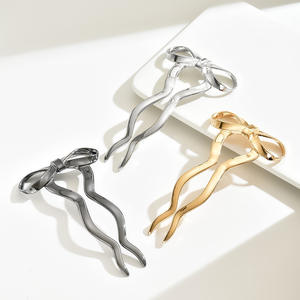 กิ๊บติดผมโลหะรูปโบว์โค้งรูปผีเสื้อ อุปกรณ์เสริมกิ๊บติดผมรูปตัวยู ทำจากโลหะผสม - Product Image 4