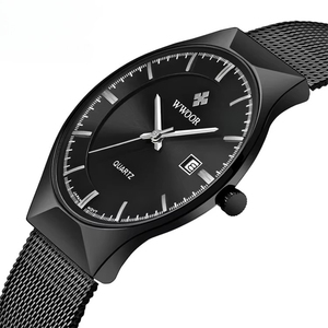 Montre à quartz pour homme, ultra-fine, grand cadran, affichage du calendrier, bracelet en acier inoxydable, minimaliste, étanche, montre de business - Product Image 5