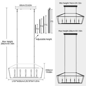 Lámpara Colgante Industrial Rectangular de 5 Luces, Estilo Candelabro, Color Negro, Ajustable, para Isla de Cocina, Comedor, Pasillo, Bar - Product Image 4