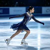 Robe de patinage artistique bleu marine à strass, col montant, dos évidé, manches longues, en maille, pour compétition de patinage sur glace, personnalisable