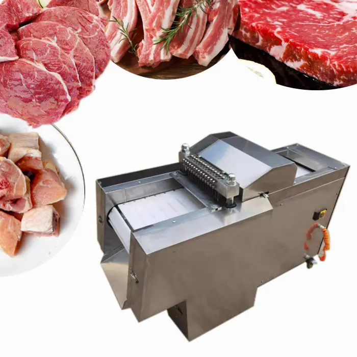 Machine de découpe de viande en cube malaisien, machine de découpe de bœuf, viande de porc, viande congelée, machine de découpe en dés biologique