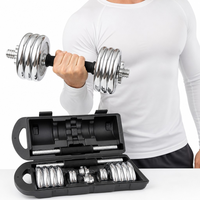 Ensemble d'haltères réglables chromés avec étui de transport, poids libres pour la musculation à domicile, kit d'haltères électroplaqués