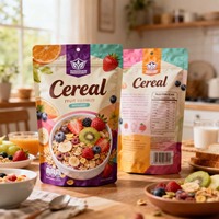 Sachets d'emballage personnalisés imprimés pour céréales, fruits, flocons d'avoine, noix, muesli, petit-déjeuner, refermables, en aluminium, pour céréales