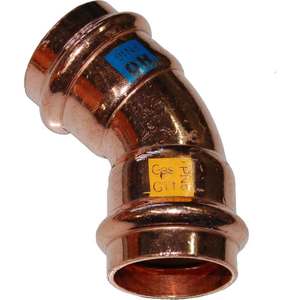 Alta presión 45 ° hembra/hembra curva de cobre prensado suave galvanizado 35X35 accesorios para tubos de 12mm y 50mm tipo mirilla - Product Image 1