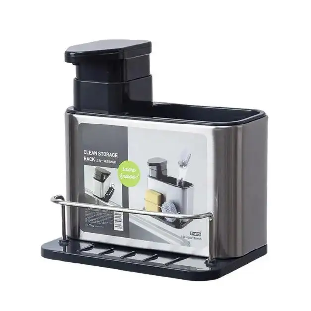 Dispenser sabun dapur, sabun dapur Dispenser piring dengan tempat spons sabun cair wadah alat makan pompa botol warna kotak Modern fleksibel gratis suku cadang