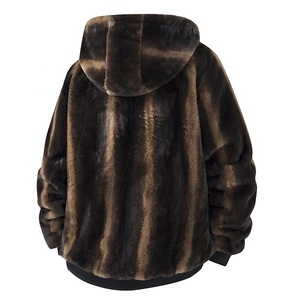 Giacca in Pile da <span class=keywords><strong>Uomo</strong></span>, Calda e Casual con Cappuccio, Oversize, in Ecopelliccia, Antivento, con Logo Personalizzato per l'Inverno - Product Image 2