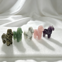 Statue de cheval en cristal naturel, décoration sculptée en jade Feng Shui, ornement de cheval en pierre précieuse pour la maison et le bureau