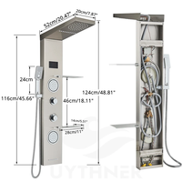 Panneaux de Douche LED Muraux Inox Vente Chaude Colonne Cascade Luminaires Chrome Laiton Céramique Ensemble Salle de Bain
