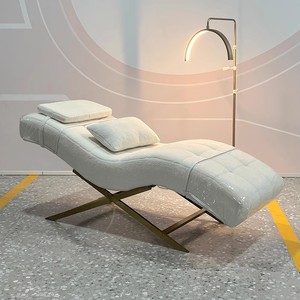 Hot Selling Custom Modern Simple Luxury Beauty Salon Furniture Berber Fleece Curved Spa Facial Eyelash <b>Bed</b> for Beauty Salon Spa - Product Image 4
