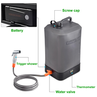 Nouvelle Douche de Camping Portable 2025 avec Réservoir d'Eau en Silicone de 4,5 Gallons, Recharge USB, Chauffage Solaire, Douche Électrique avec Thermomètre Intégré