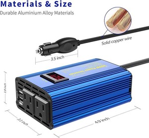 Convertisseur <span class=keywords><strong>DC</strong></span> <span class=keywords><strong>12V</strong></span> à 110V <span class=keywords><strong>AC</strong></span> Adaptateur de chargeur de voiture Onduleur 300W - Product Image 2