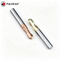 TAIRAY Fraise à queue sphérique en carbure monobloc 4 cannelures 6 mm, revêtue, HRC55, pour usinage CNC, en acier au tungstène, outils de fraisage, fraises de défonceuse
