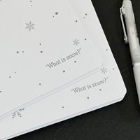 Carnet à couverture rigide A5 en carton épais, motif flocon de neige blanc pur, journal esthétique de style IG pour étudiants, pages lignées et vierges