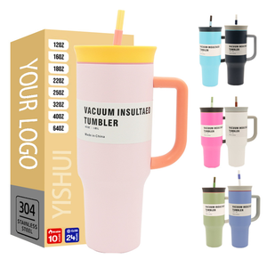 Mới 2 trong 1 rơm uống 40 oz ly ngoài trời phiêu lưu cá nhân logo rò rỉ bằng chứng nắp kim loại 40 oz Cốc Cốc có tay cầm - Product Image 1