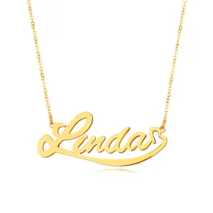 Dropshipping Customizable Name Necklace Custom 18K Gold Plated Customized Women Name Necklace Personalised For Men