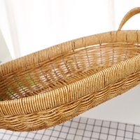Imitatie rotan PP ovale uittrekbare fruit- en groentemand voor woonkamer en keuken, voor het opbergen van snacks