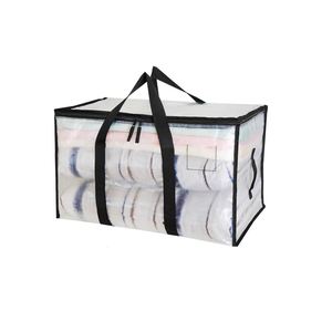 Clear <b>Polypropylene</b> Heavy Duty Moving & Storage <b>Bags</b> Lids Foldable Design for Holiday Decor College Dorm Clothes (2-Pack) - Product Image 2