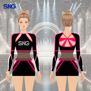 Uniformes personalizados de porristas para niñas, conjuntos adornados con diamantes de imitación con servicio OEM de poliéster de impresión por sublimación - Product Image 2