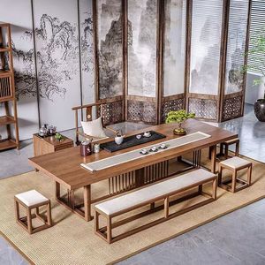 Chinese Style Solid Wood Slab Tea <b>Table</b> <b>And</b> Chair <b>Set</b> For Living Room Office Zen Tea Space - Product Image 3