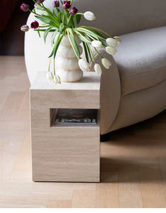 Tavolino da Caffè Contemporaneo in Marmo Massiccio, Comodino in Pietra Robusta, Arredamento Minimalista per la Casa - Product Image 5