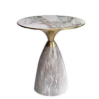XTCFZ-009 Moderne Gold-Edelstahlbeine Marmorplatte runder Wohnzimmer-Haushaltsmöbel Luxus Seiten-Center Couchtisch