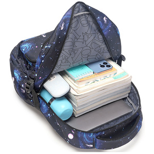 Zaino Scolastico per Bambini <span class=keywords><strong>Space</strong></span>, Impermeabile in Nylon con Chiusura a Cerniera, 20-36L, Motivo Geometrico, Schienale Ergonomico, con Scomparto Pranzo - Product Image 4