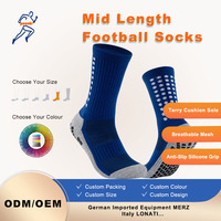 Chaussettes de football mi-mollet en tissu éponge épais absorbant les chocs, avec base antidérapante en silicone carré pour la compétition et l'entraînement