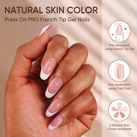 Hanyinails Premium OEM Faux Ongles à Presser French Manucure en Gel 150 Pièces 15 Tailles Courts Amande Couleur Peau Naturelle