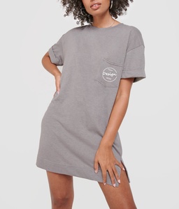 Wholesale Summer <strong>T</strong> <strong>Shirt</strong> Ladies Screen Print Plain Combed Cotton Heavyweight 280 GSM Tee <strong>Shirt</strong> Long Tshirt <strong>Dress</strong> for Women - Product Image 4