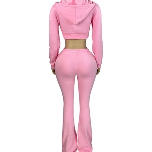 Conjunto <span class=keywords><strong>de</strong></span> Sudadera con Capucha y Cremallera para Mujer con Logotipo Personalizado, Pantalones Deportivos <span class=keywords><strong>de</strong></span> Felpa Gruesa, Conjunto <span class=keywords><strong>de</strong></span> <span class=keywords><strong>Dos</strong></span> Piezas - Product Image 5