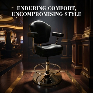 Silla de Póker Ajustable de Cuero Genuino - Taburete de <span class=keywords><strong>Bar</strong></span> Personalizable Más Vendido para Casino, Hogar, Hotel, Centro Comercial y Uso Comercial - Product Image 1