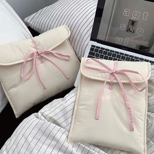 Noir pour femme pour nœud papillon rose sac d'ordinateur <span class=keywords><strong>pochette</strong></span> de rangement de voyage douce pour <span class=keywords><strong>iPad</strong></span> Macbook <span class=keywords><strong>Pro</strong></span> Air tablette-Polyester durable - Product Image 1