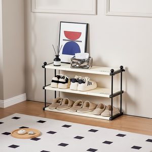 Shoe Rack <strong>with</strong> Hanging <strong>Hooks</strong> Space Saving Shoe Cabinet 3-Tier Shoe Storage <strong>Shelf</strong> for <strong>Entryway</strong> Hallway Large Size - Product Image 1