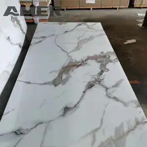 Amer China Fabricante Tamaño personalizado Pvc Panel de pared Uv Mármol Hoja Uv Hoja de plástico