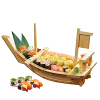 Plateau de service japonais grand format en gros, prix d'usine, équipement de restaurant, conteneur en bambou, bateau à sushi pour sushis