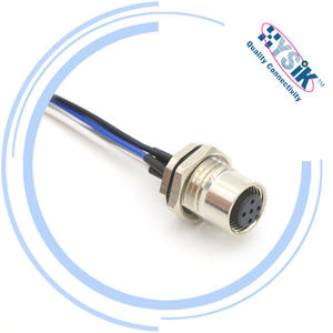 M12 wadah Panel 5 Pin dengan kabel kawat, untuk sistem penglihatan mesin, pembuat enkode, dan Lemari kontrol industri - Product Image 4