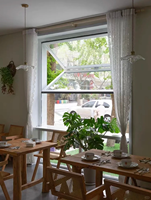Ventanas Plegables Ascendentes y Descendentes con Buena Iluminación y Suspensión Ajustable, Ideales para Floristerías y Tiendas de Té de Burbujas