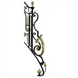 Balustrade de balcon en fer forgé de luxe, clôture décorative en métal doré, design de garde-corps pour terrasse extérieure de villa - Product Image 2