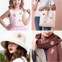 Parches personalizables de tela bordada y tejida con gancho y bucle, ecológicos, con diseños de bosque de hadas, niña, hongo, mariquita y sombrero de flores