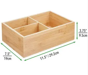 JUNJI-Contenedor de almacenamiento de bambú personalizado para cocina, caja de té, organizador de despensa para almacenamiento, caja contenedora