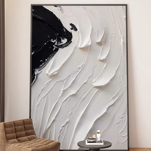 Pintura al Óleo Abstracta Personalizada Grande Hecha a Mano en Blanco y Negro, Pintura Texturizada Pintada a Mano, Arte para Decoración del Hogar - Product Image 2