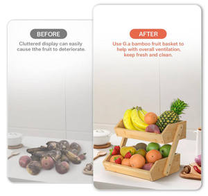 High Quality <b>Large</b> 2-Tier Kitchen Counter Vegetable <b>Storage</b> Stand Bamboo Fruit <b>Basket</b> - Product Image 6